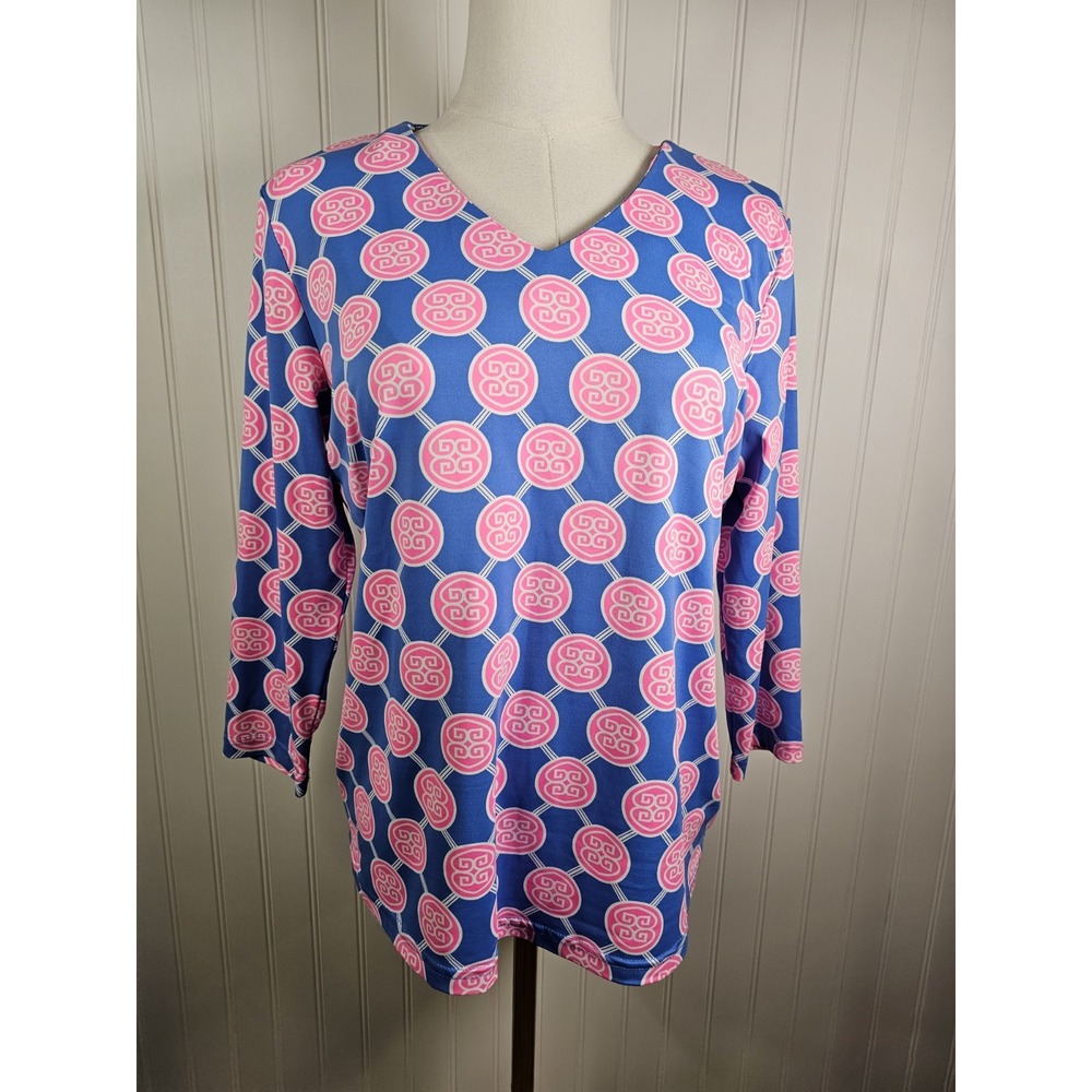 Lulu B 3/4 Sleeve Blouse Women's Size S Beach Resortwear UPF 50 Nylon Stretch